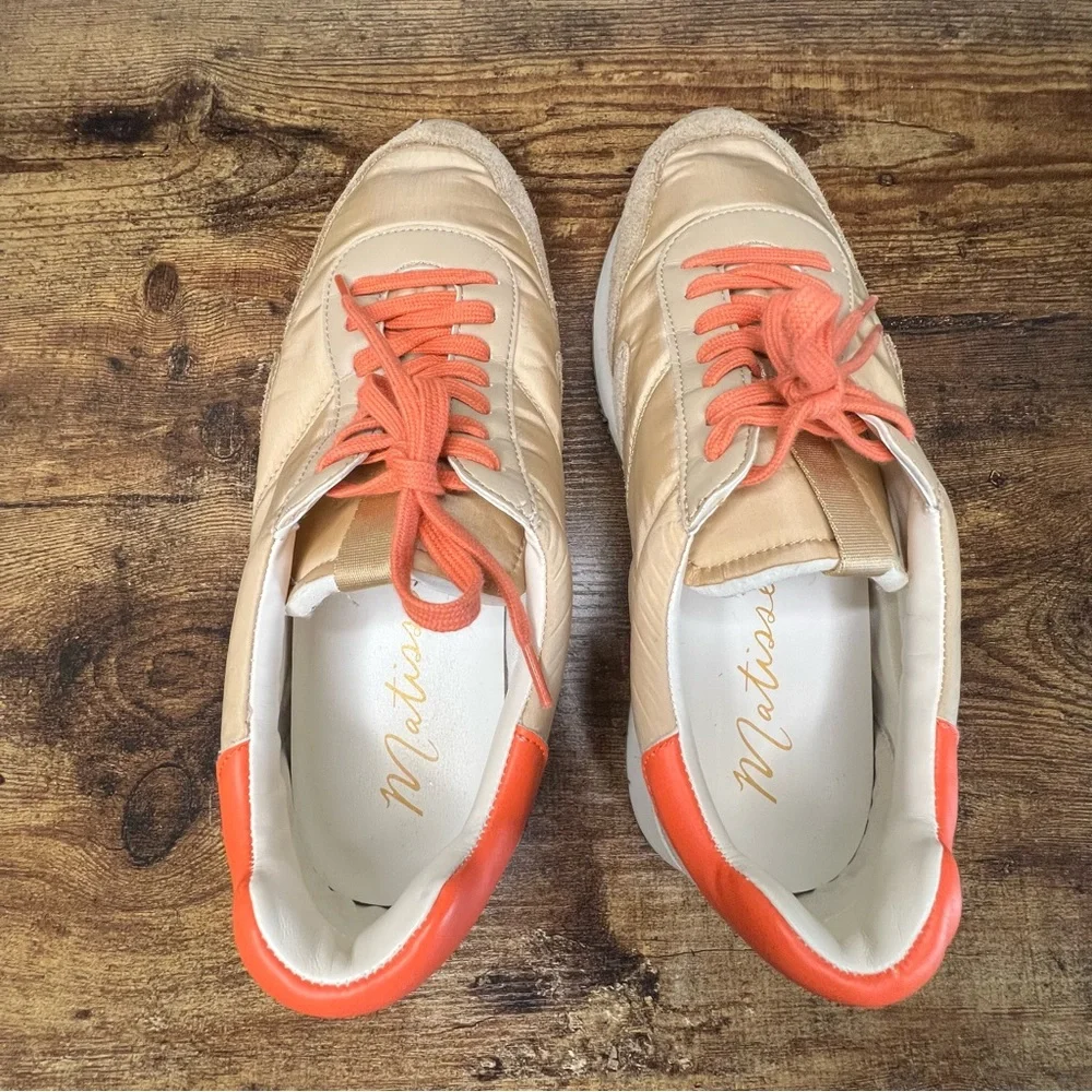 Matisse Farrah Natural/Orange Low Top Nylon Suede Padded Sneakers Women's 8